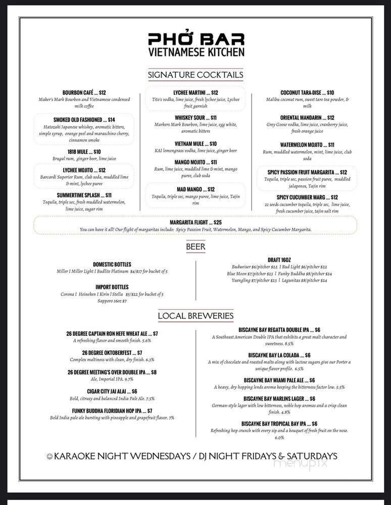 Pho Bar Vietnamese Kitchen - Davie, FL menu_pic