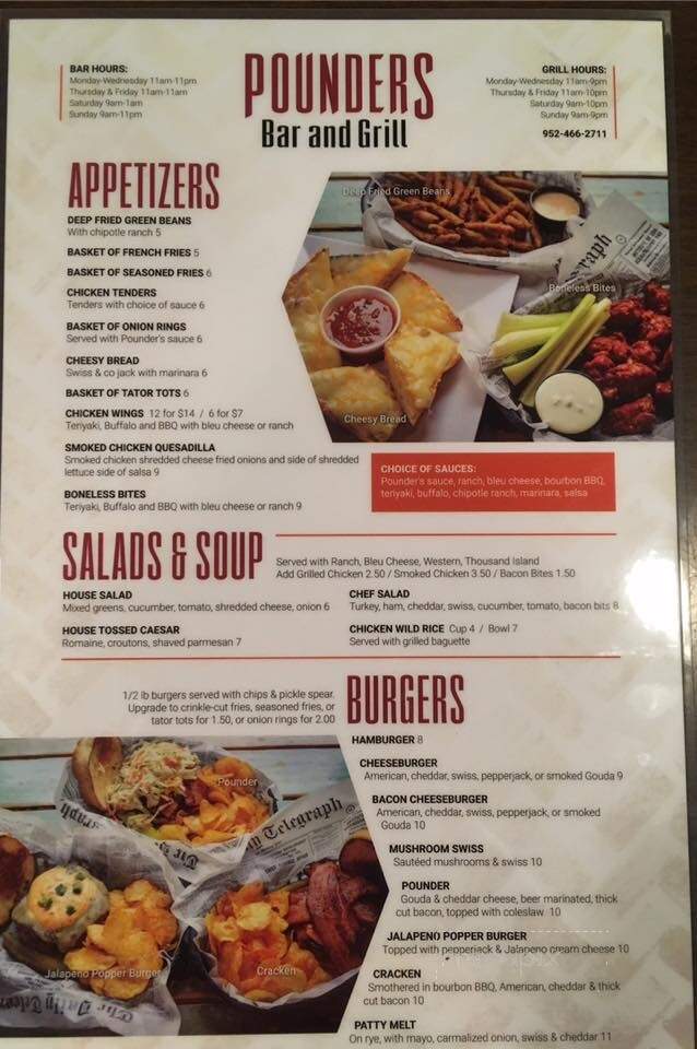 Pounder's Bar and Grill - Cologne, MN menu_pic