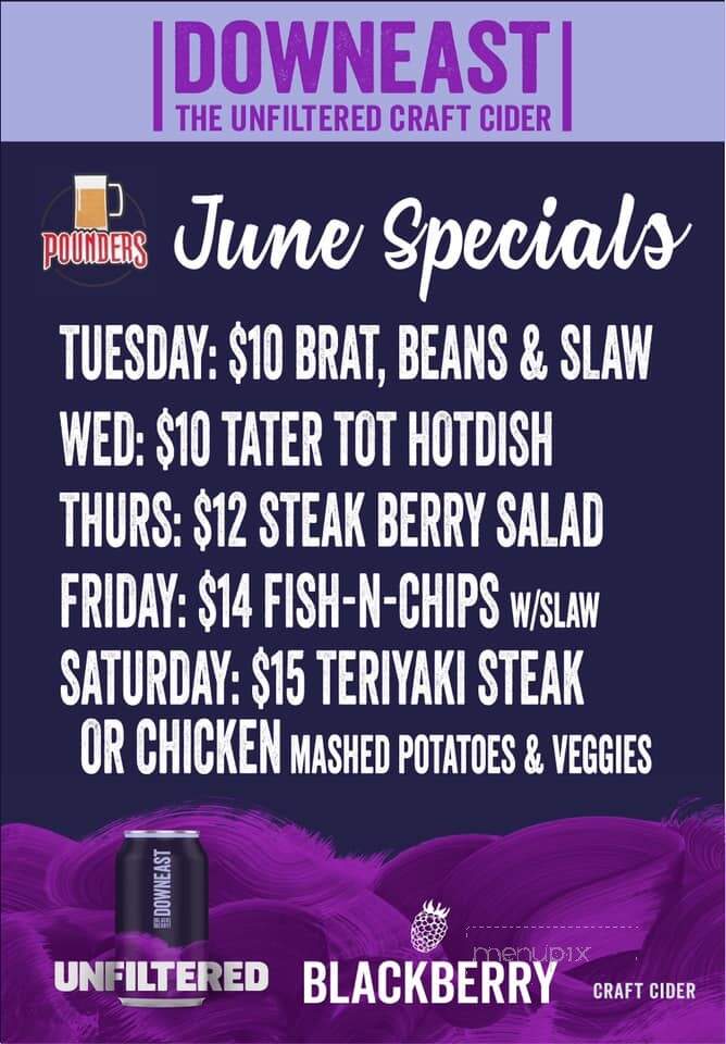 Pounder's Bar and Grill - Cologne, MN menu_pic