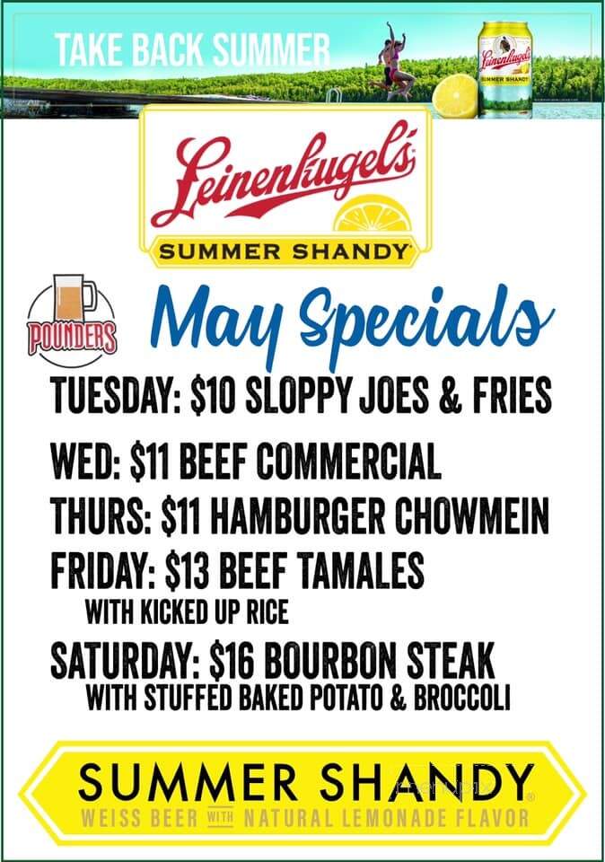 Pounder's Bar and Grill - Cologne, MN menu_pic