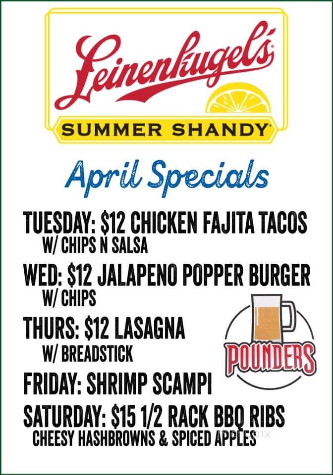Pounder's Bar and Grill - Cologne, MN menu_pic