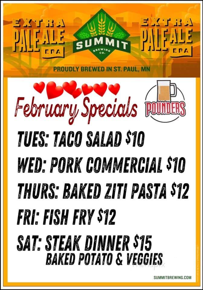 Pounder's Bar and Grill - Cologne, MN menu_pic