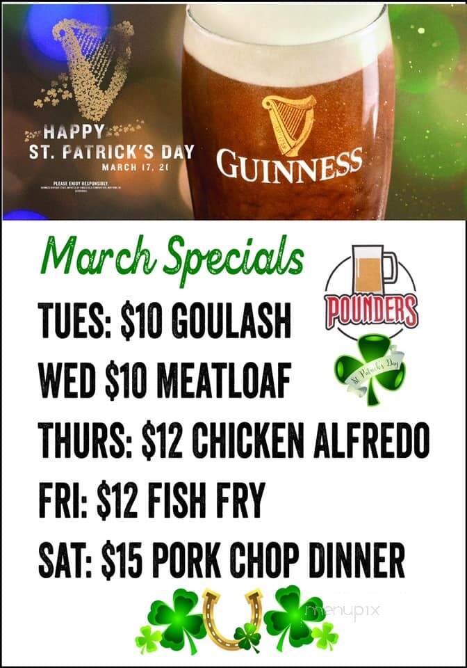 Pounder's Bar and Grill - Cologne, MN menu_pic