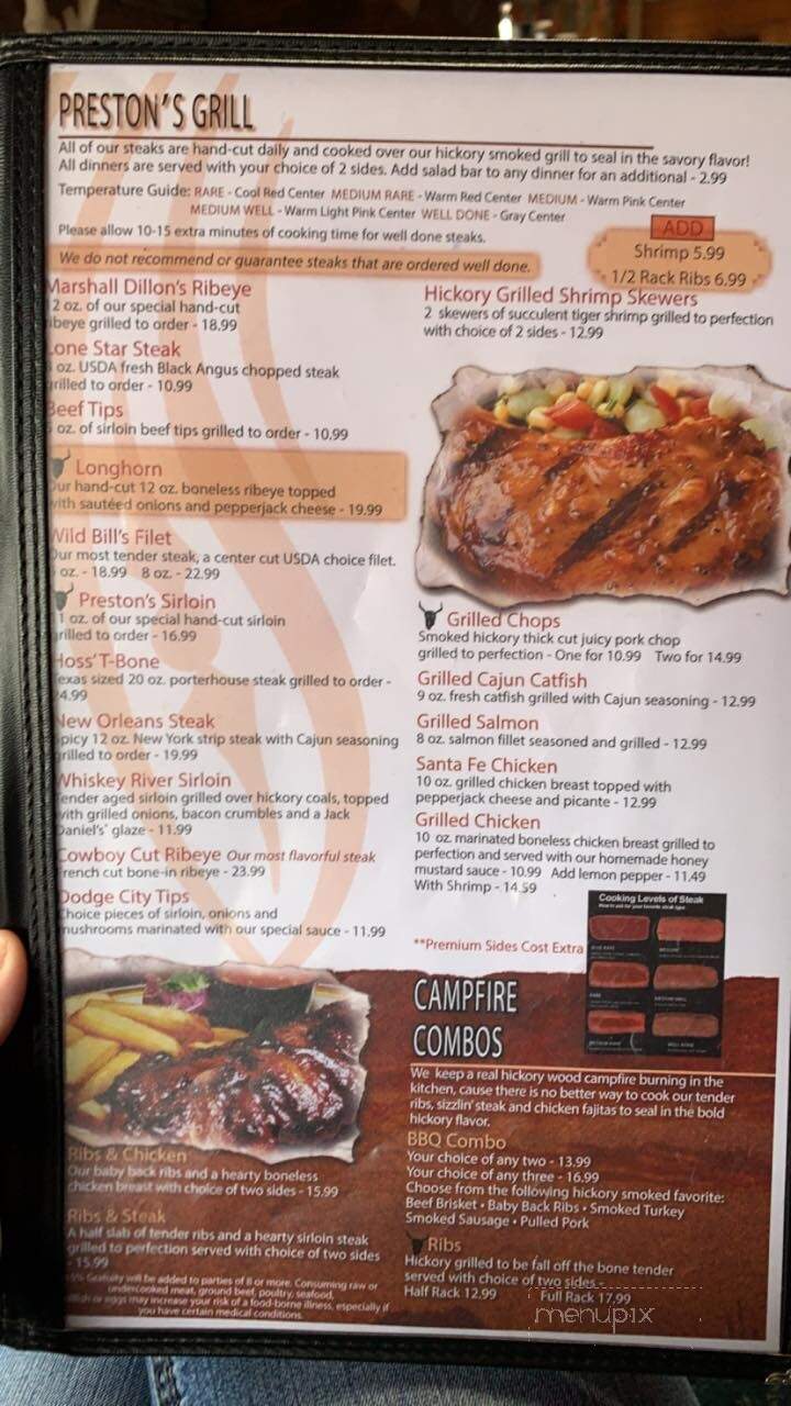 Preston's Steakhouse - Oneida, TN menu_pic