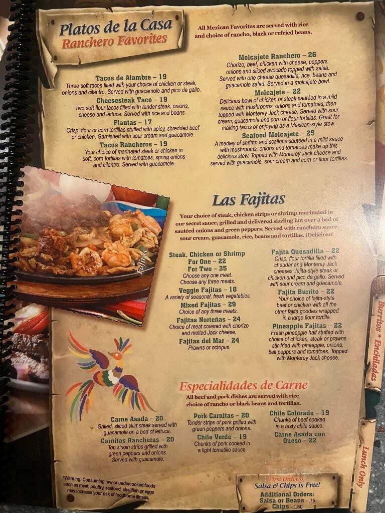 Ranchero Mexican Restaurant - Prineville, OR menu_pic