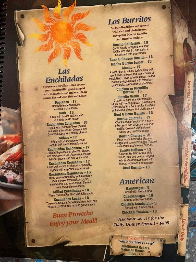 Ranchero Mexican Restaurant - Prineville, OR menu_pic