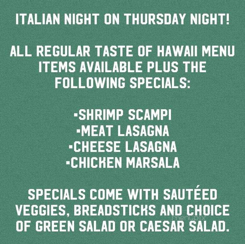 Taste of Hawaii - Aumsville, OR menu_pic