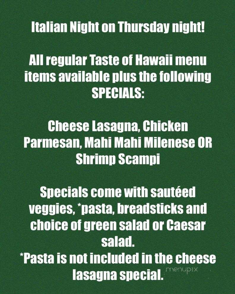Taste of Hawaii - Aumsville, OR menu_pic