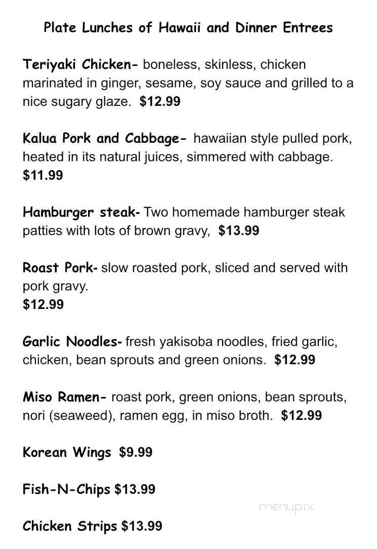 Taste of Hawaii - Aumsville, OR menu_pic