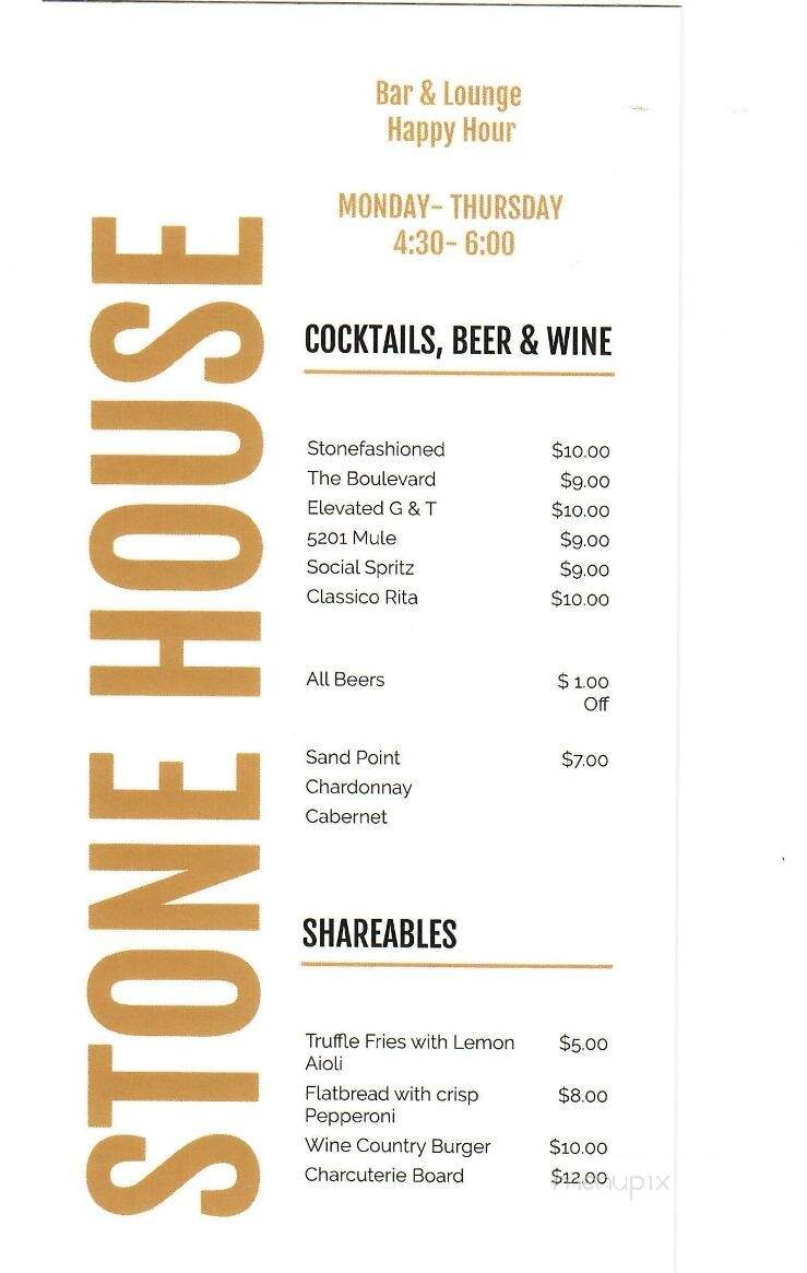 Stone House Restaurant - Colleyville, TX menu_pic