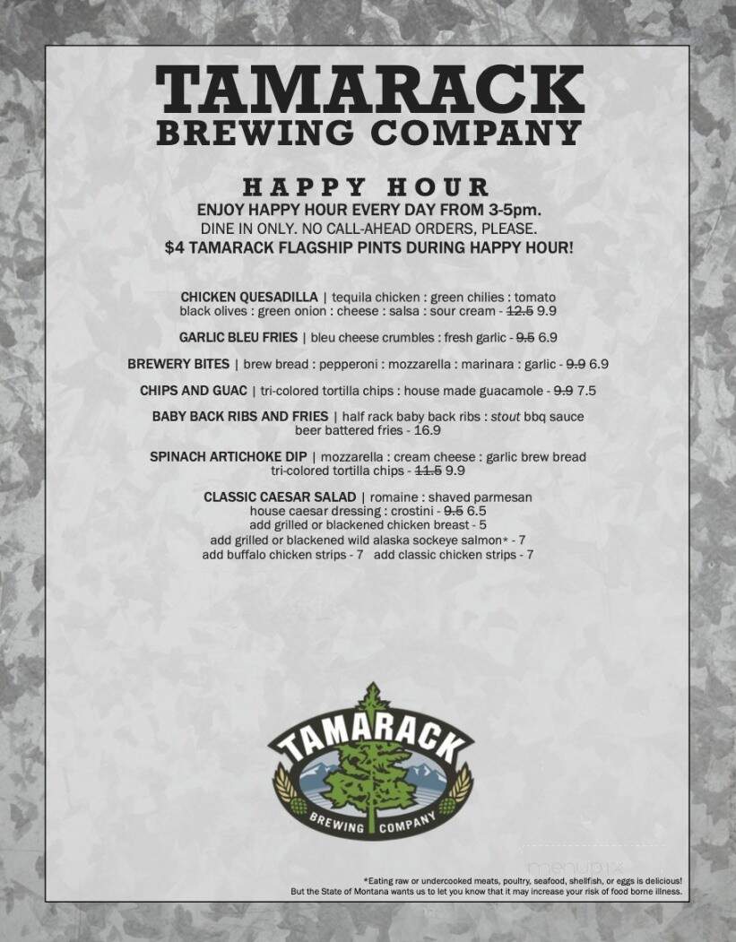 Tamarack Brewing Co. - Lakeside, MT menu_pic