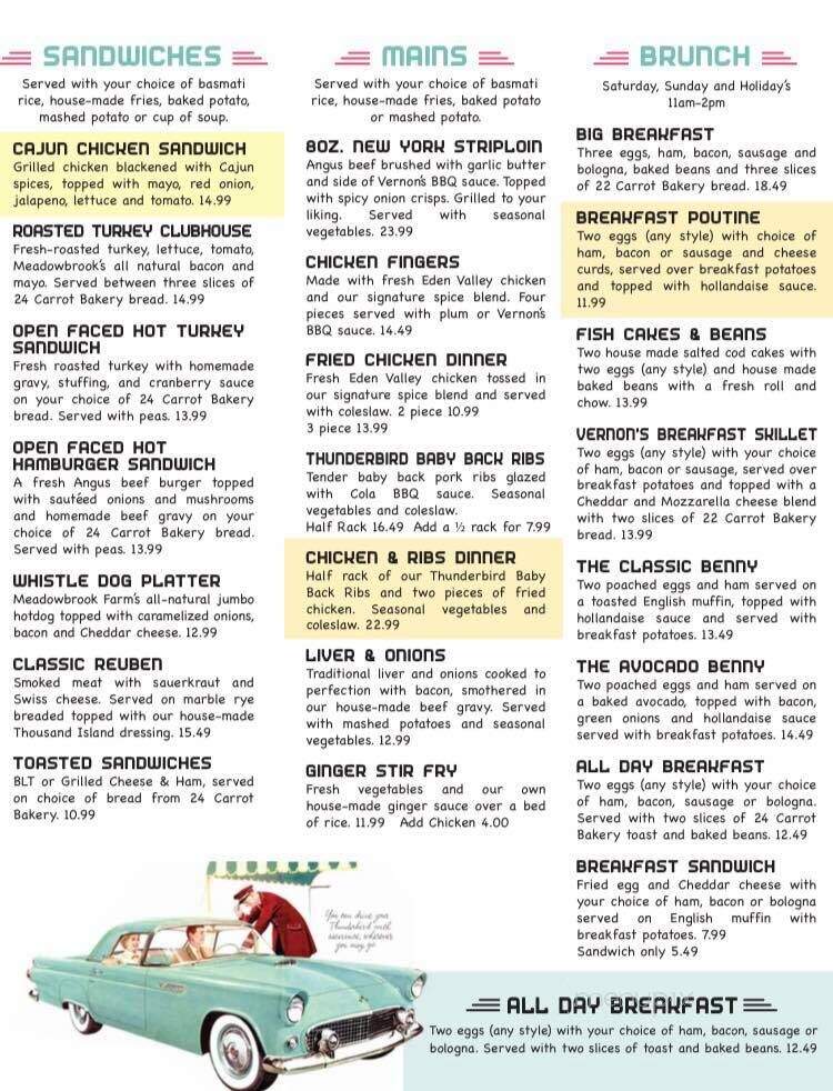 Vernon's Thunderbird Diner - Hammonds Plains, NS menu_pic