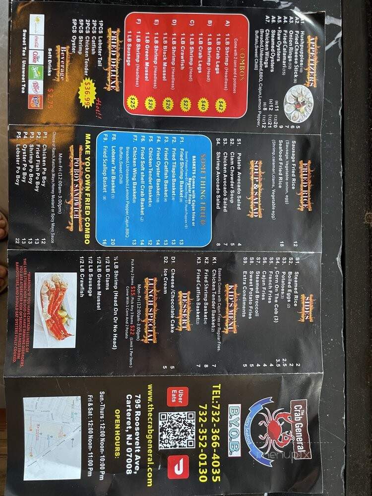 The Crab General - Carteret, NJ menu_pic