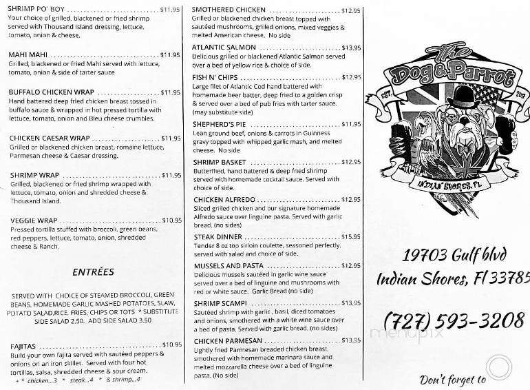 The Dog & Parrot Pub - Indian Shores, FL menu_pic