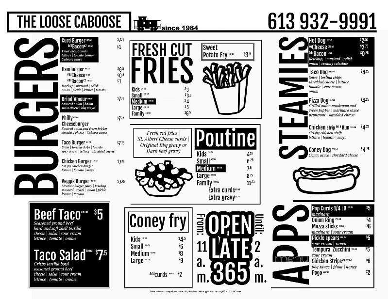 Loose Caboose - Cornwall, ON menu_pic