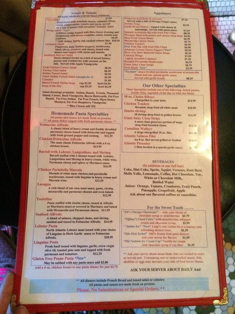 Tiffany's - Frankenmuth, MI menu_pic