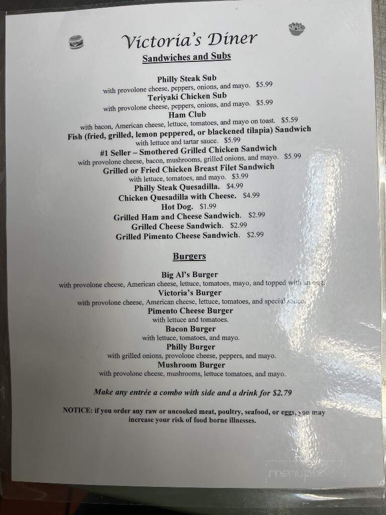 Victoria's Diner - Clover, SC menu_pic