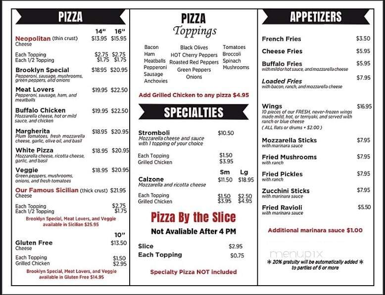 Brooklyn Style Pizza - Pendleton, SC menu_pic