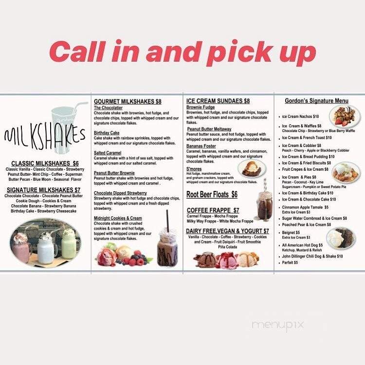 Gordon's Milkshake Bar - Indianapolis, IN menu_pic