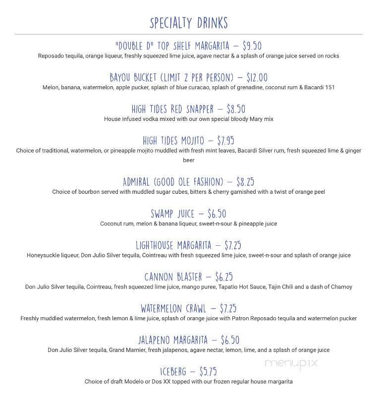High Tides - Bridge City, TX menu_pic