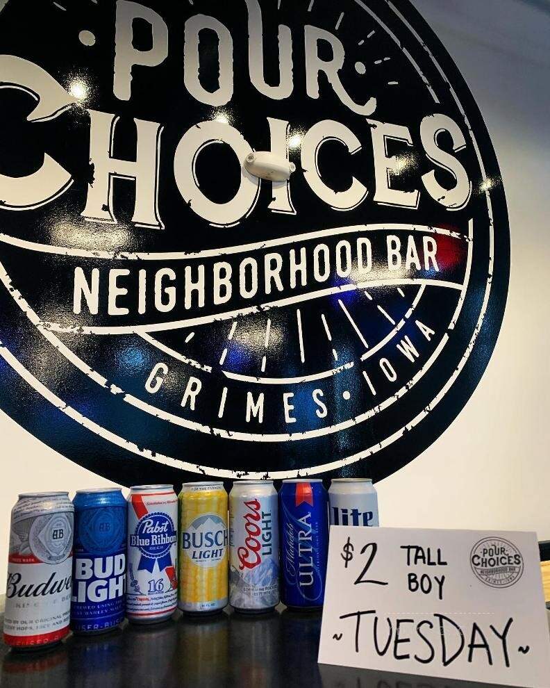 Pour Choices - Grimes, IA menu_pic