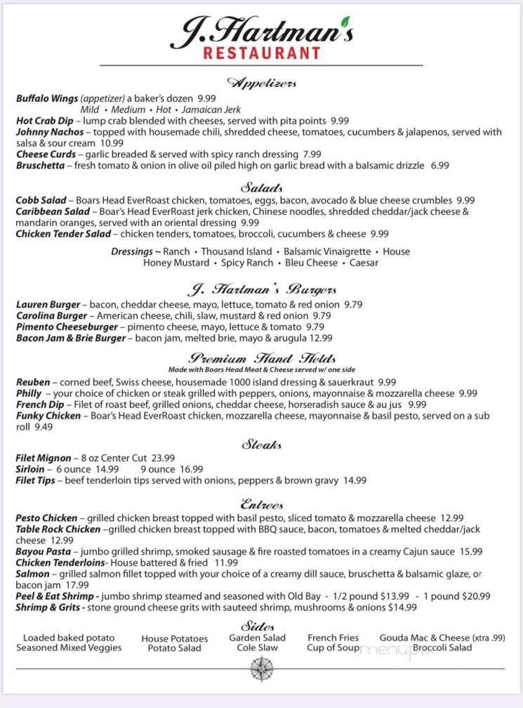J Hartman's - Marion, NC menu_pic