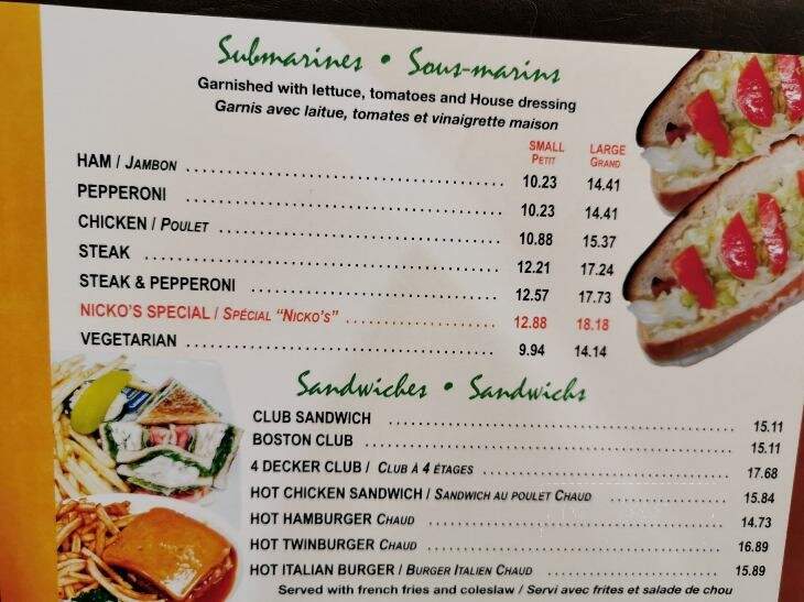 Nicko's Resto Bar - Vankleek Hill, ON menu_pic