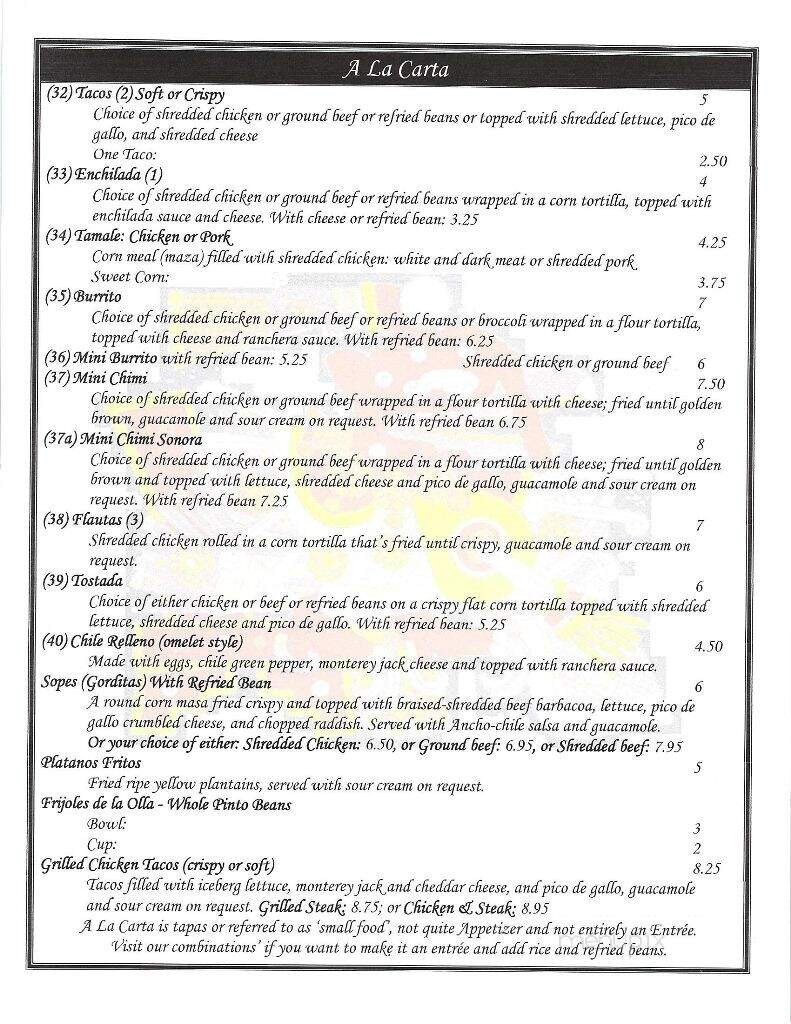 Sierra's Grill & Taqueria - Beltsville, MD menu_pic