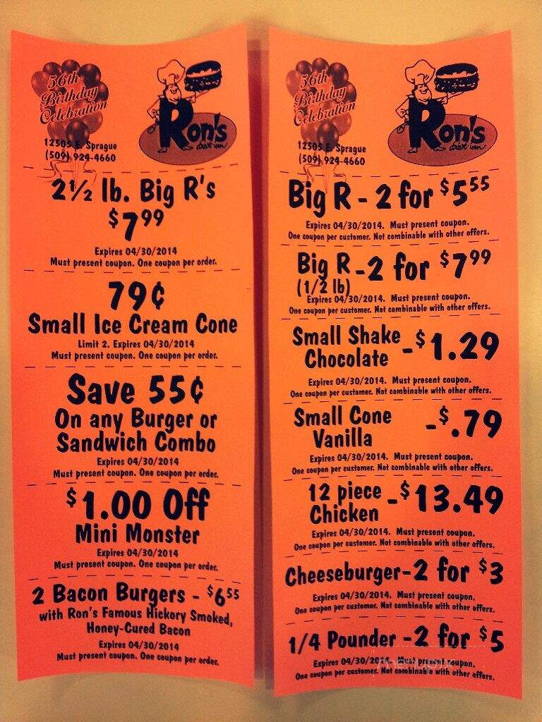 Ron's Drive-In - Spokane Valley, WA menu_pic
