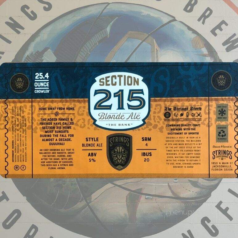 Strings Sports Brewery - Jacksonville, FL menu_pic