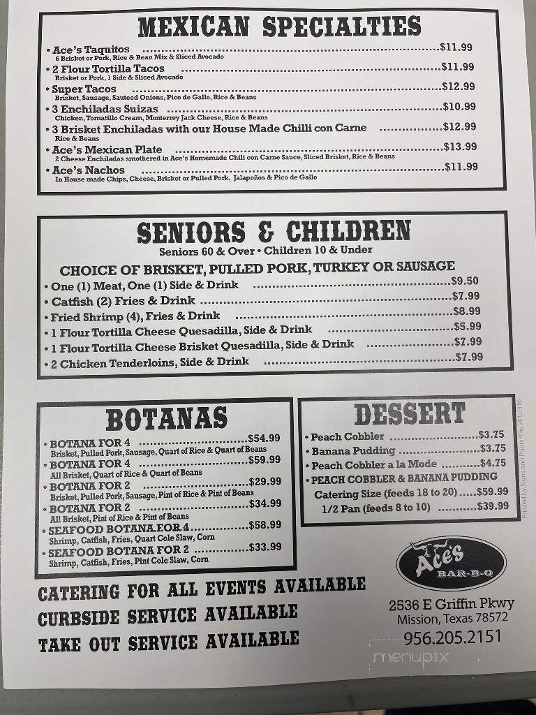 Ace's Bar-B-Q - Mission, TX menu_pic