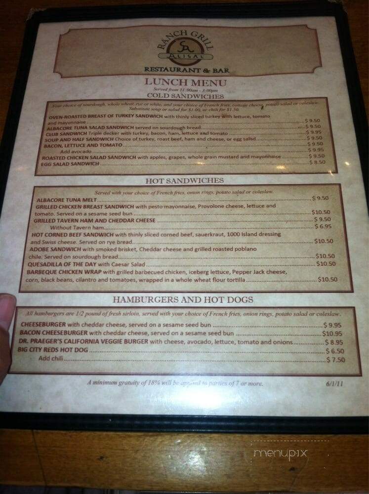 Alisal Ranch Grill - Solvang, CA menu_pic
