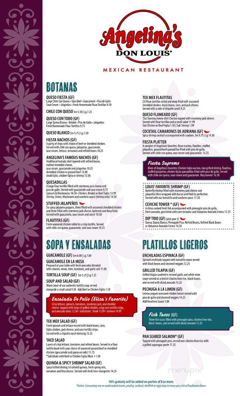 Angelina's Mexican Restaurant - Corinth, TX menu_pic