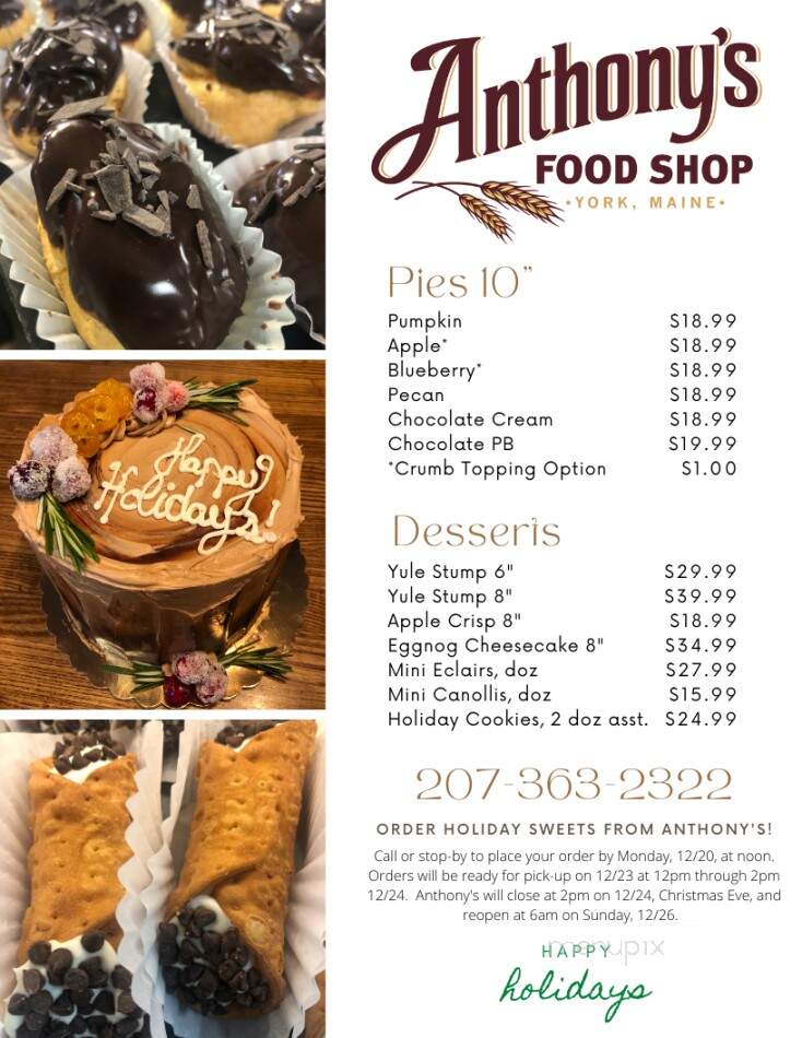 Anthony's Food Shop - York, ME menu_pic