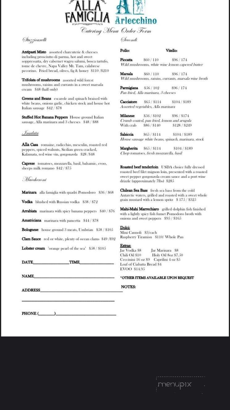Arlecchino Ristorante - McMurray, PA menu_pic