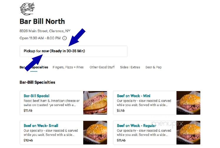Bar-Bill North - Clarence, NY menu_pic