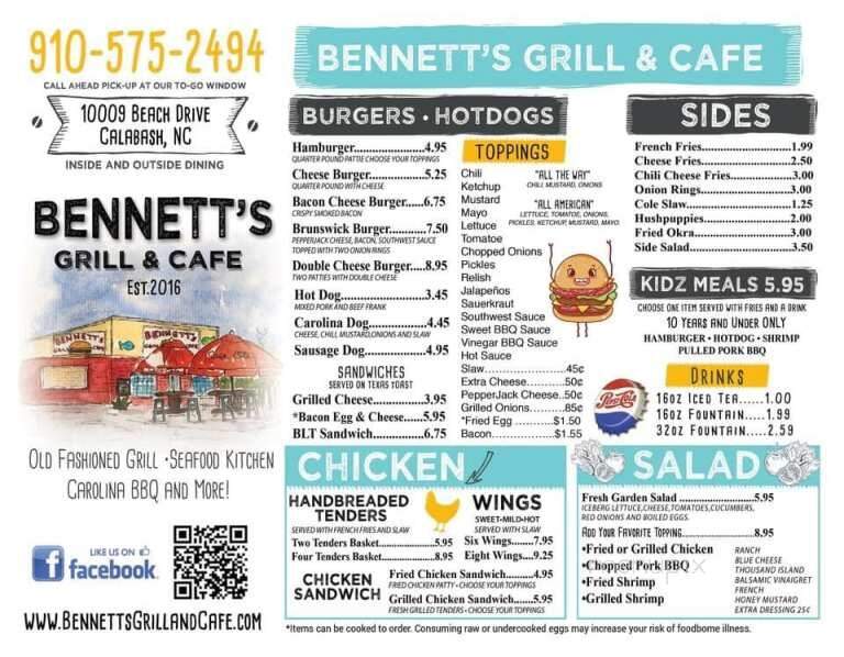 Bennett's Grill and Cafe - Calabash, NC menu_pic