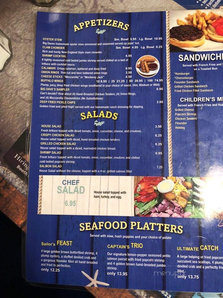 Big Dave's Family Seafood - Forest City, NC menu_pic