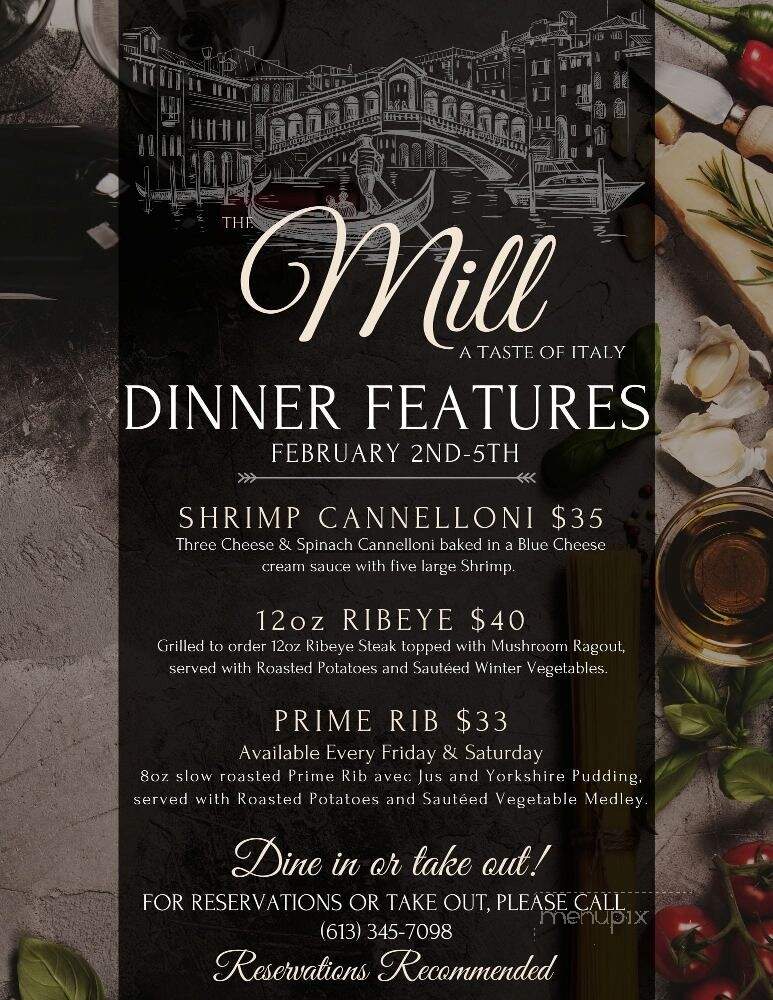 The Mill Restaurant - Brockville, ON menu_pic
