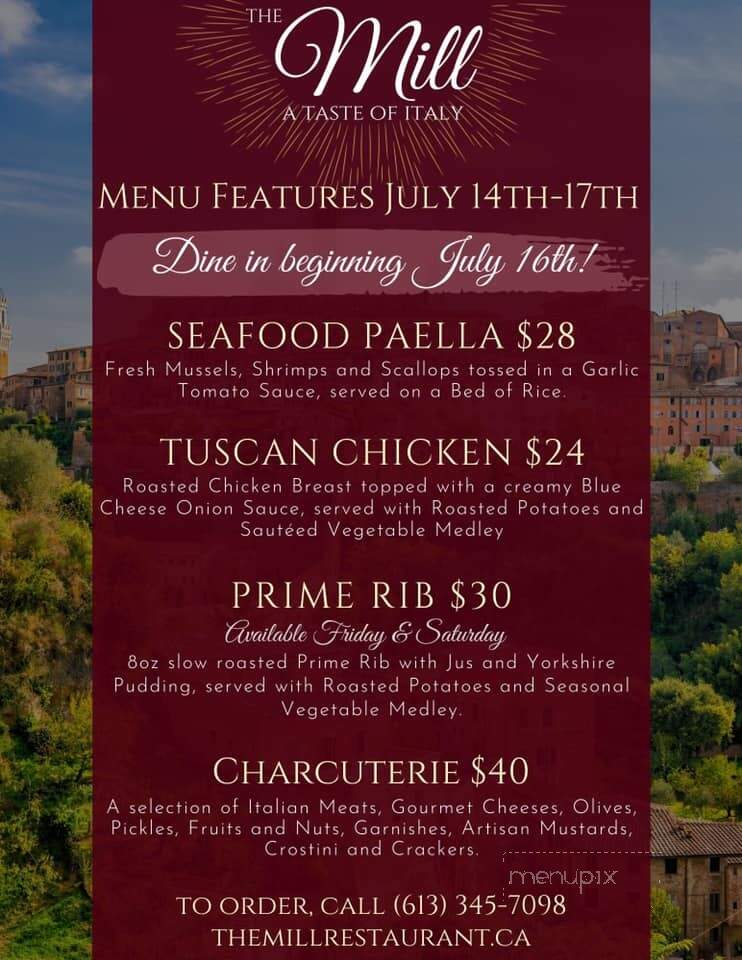 The Mill Restaurant - Brockville, ON menu_pic