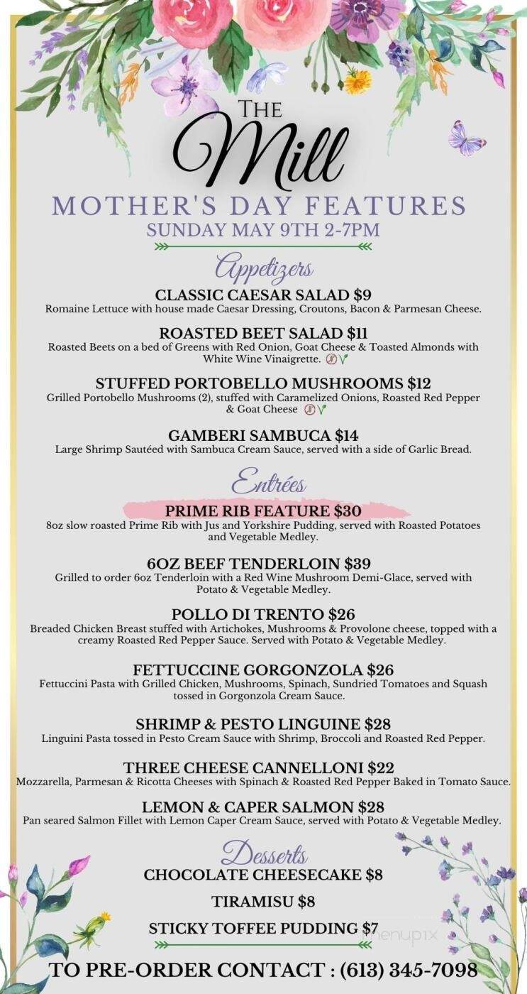 The Mill Restaurant - Brockville, ON menu_pic