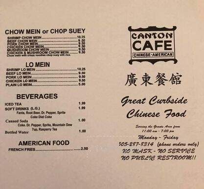Canton Cafe - Grants, NM menu_pic