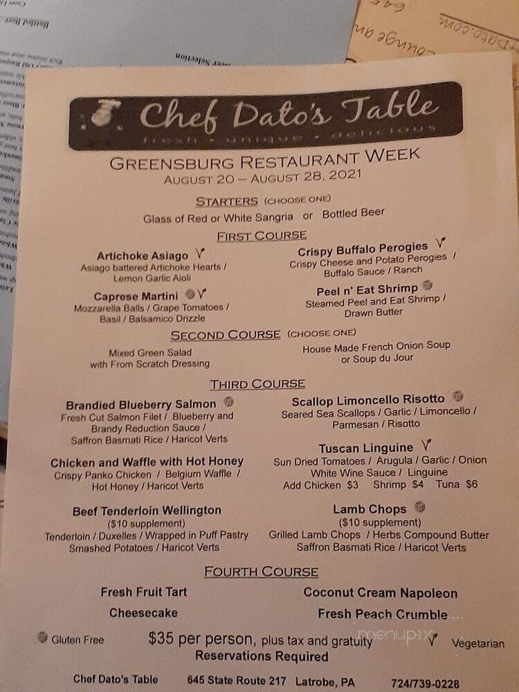 Chef Dato's Table - Latrobe, PA