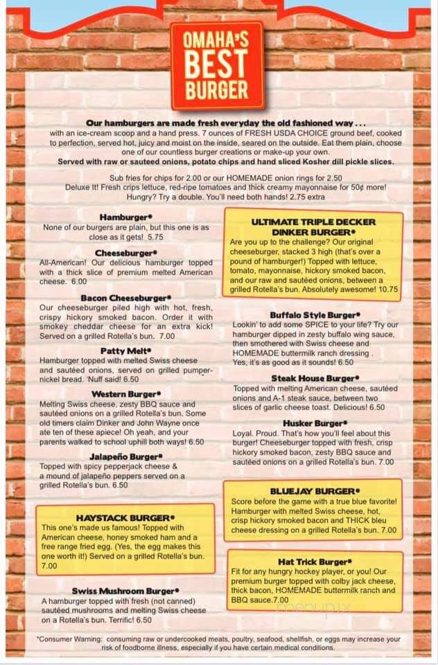 Dinkers Bar - Omaha, NE menu_pic
