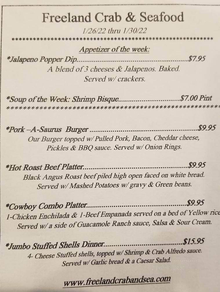 Freeland Crab and Seafood - Freeland, MD menu_pic