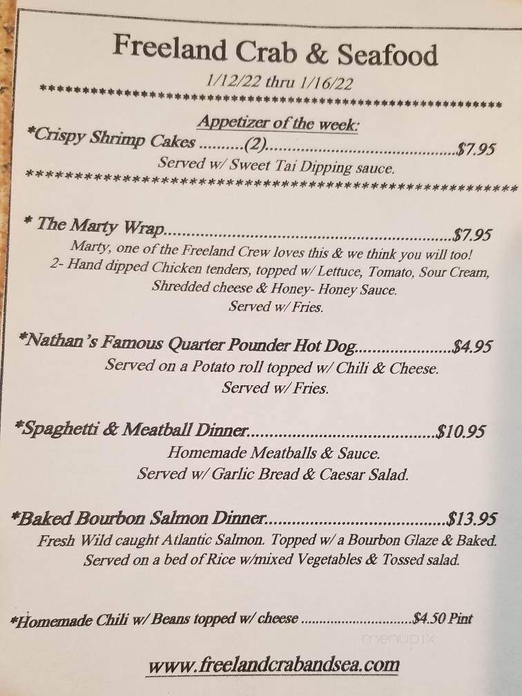 Freeland Crab and Seafood - Freeland, MD menu_pic