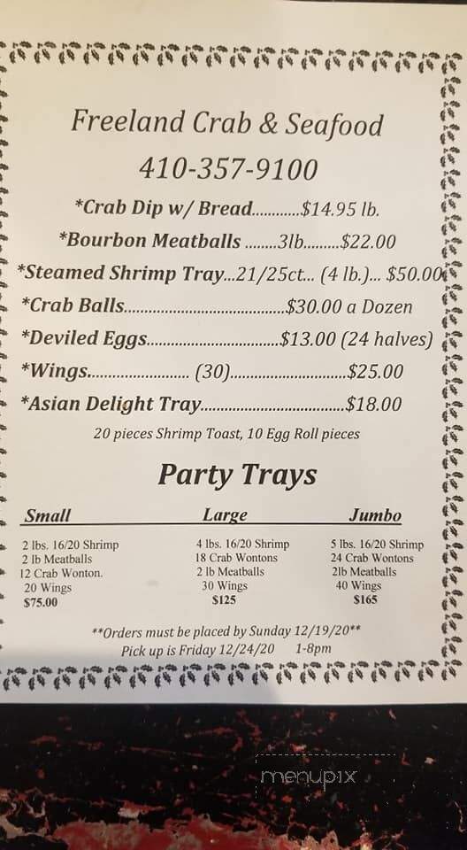 Freeland Crab and Seafood - Freeland, MD menu_pic