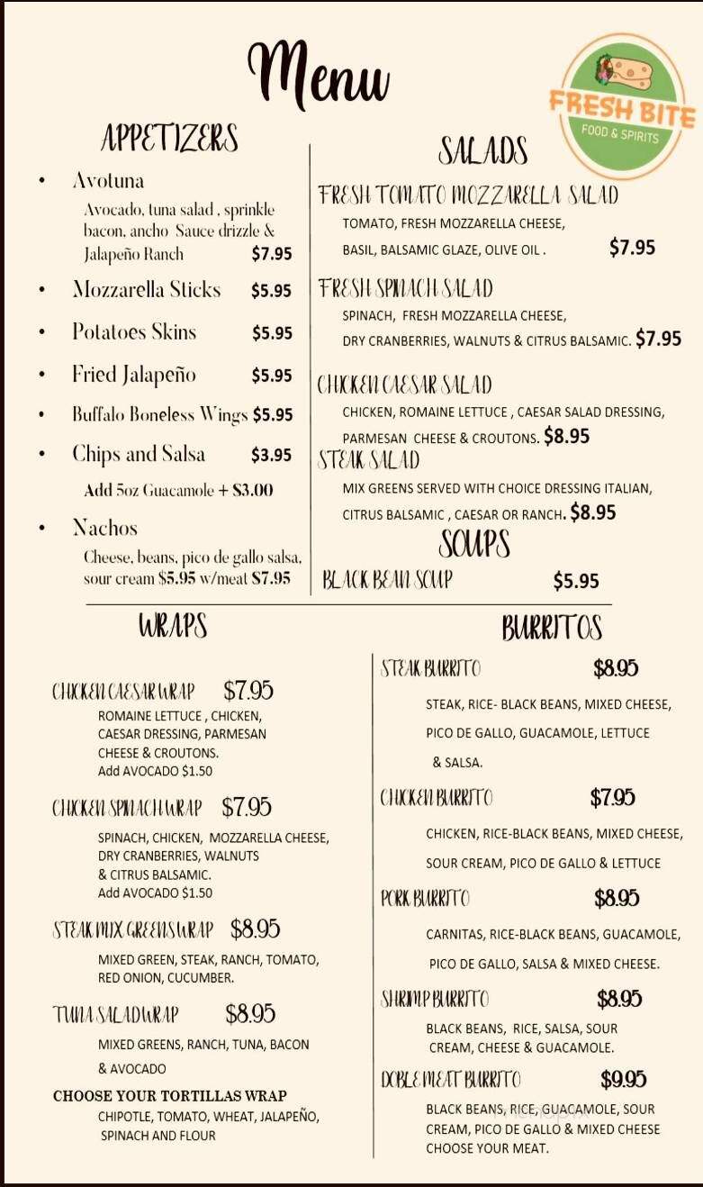 Fresh Bite Food & Spirits - Pahrump, NV menu_pic