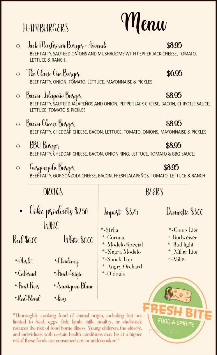 Fresh Bite Food & Spirits - Pahrump, NV menu_pic