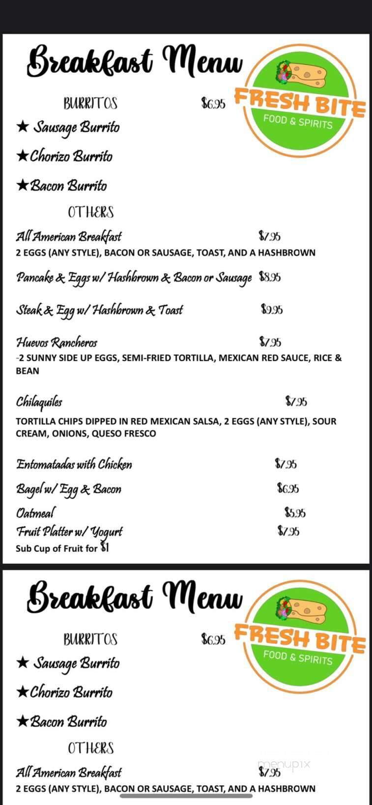Fresh Bite Food & Spirits - Pahrump, NV menu_pic